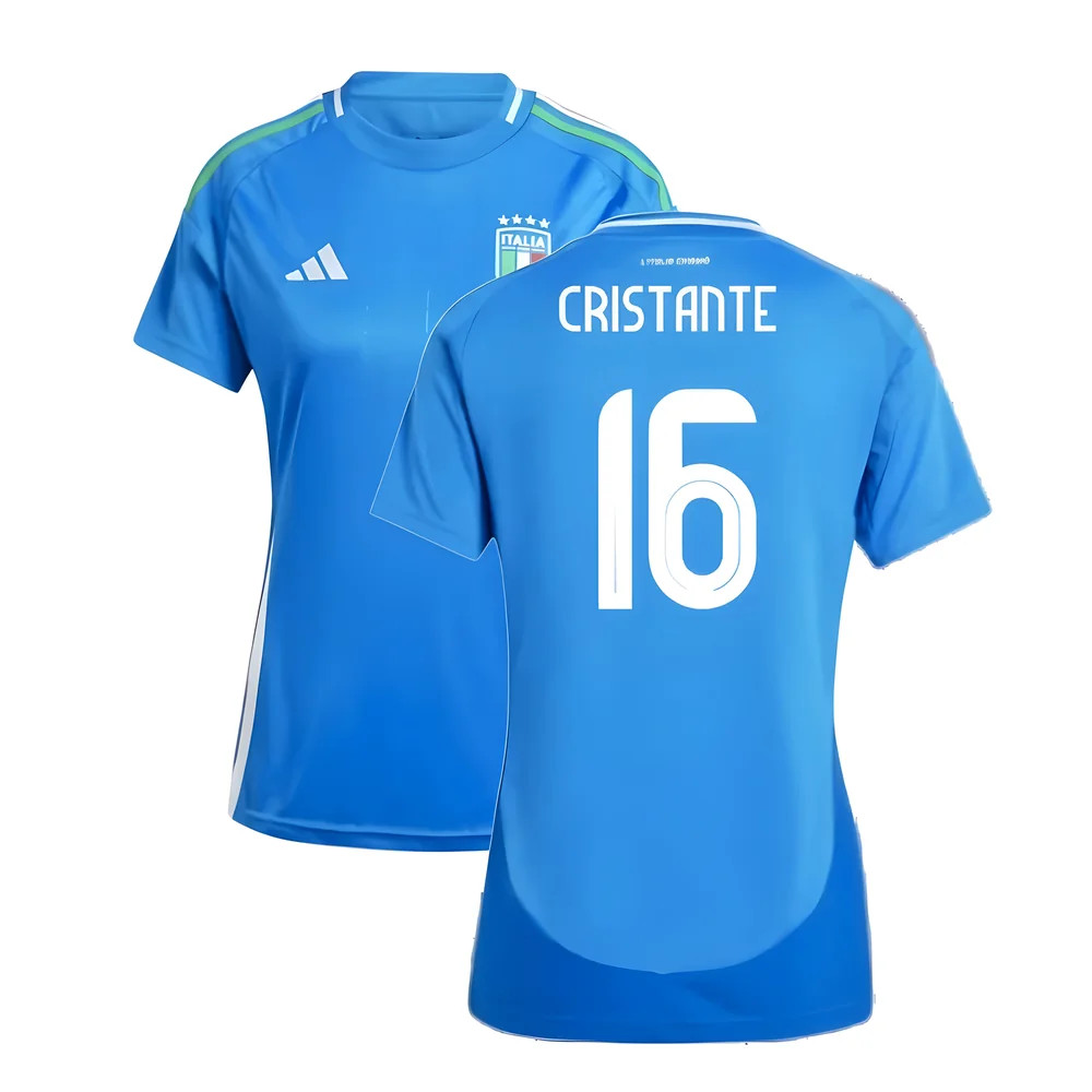 '24-'25 Italy Home Shirt () (Cristante 16) Polyester Bryan Cristante Made By: Adidas Women's Blue Xxl