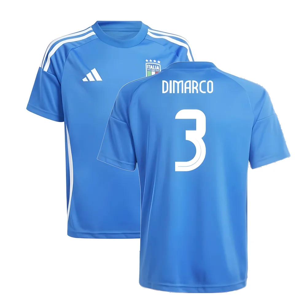 '24-'25 Italy Home Fan Jersey (Kids) (Dimarco 3) Polyester Federico Dimarco Made By: Puma Unisex Kids Blue Size 9-10