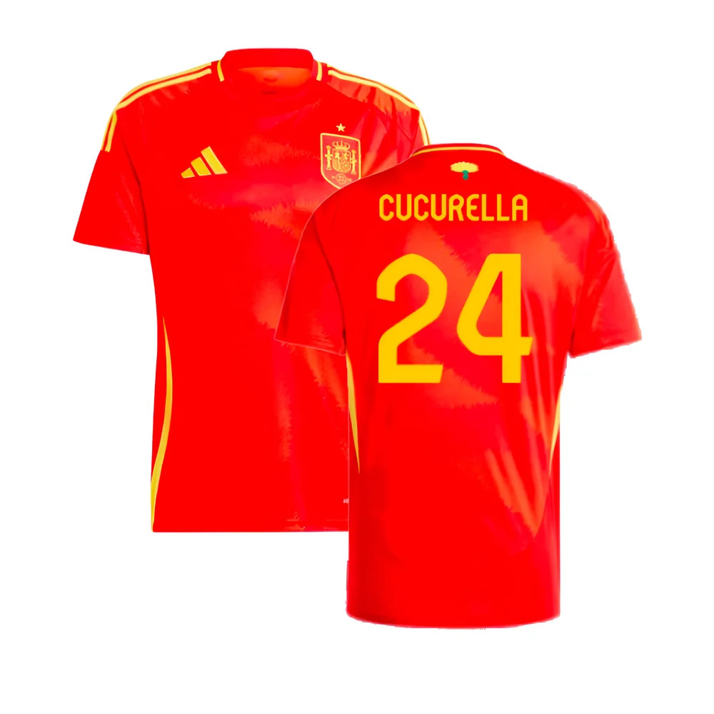 '24-'25 Spain Home Shirt (Cucurella 24) Polyester Made By: Adidas Men's Red Extra Large