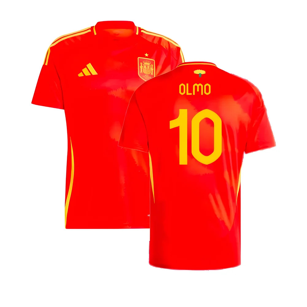 '24-'25 Spain Home Shirt (Olmo 10) Polyester Made By: Adidas Men's Red Extra Large