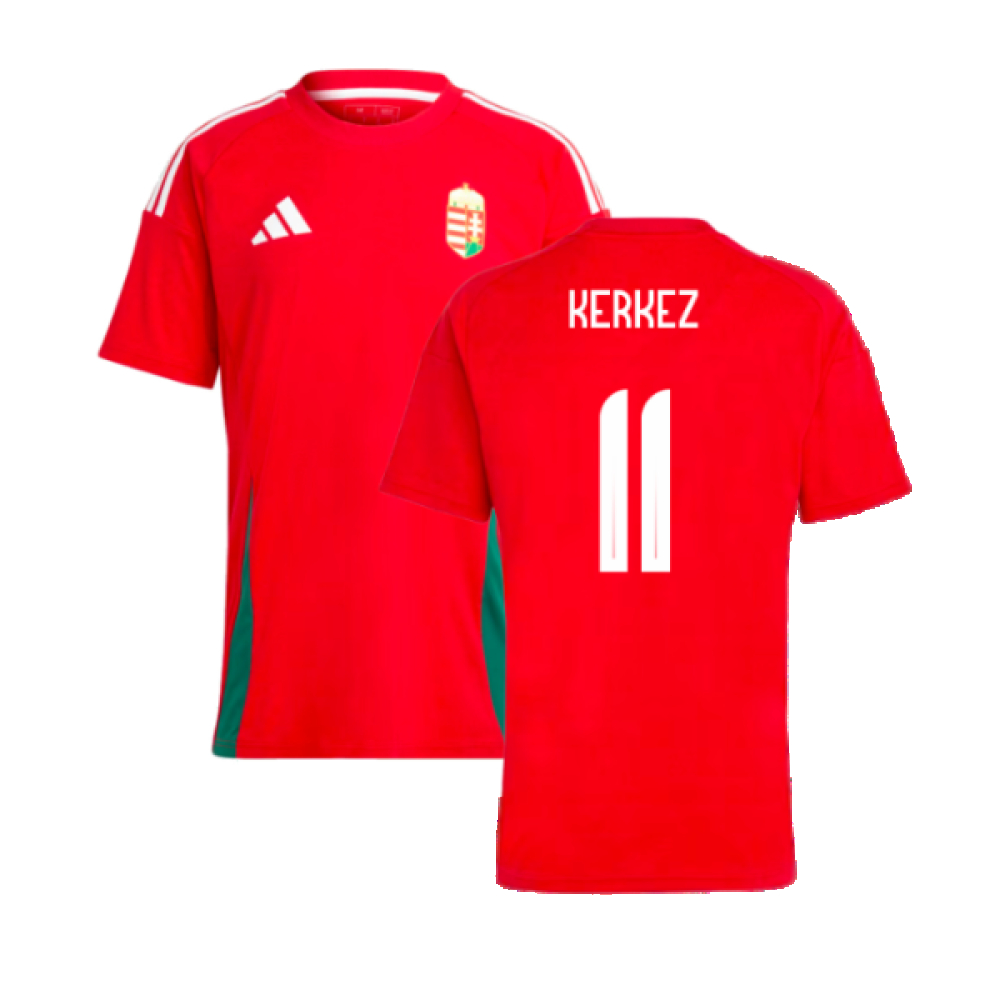 '24-'25 Hungary Home Fan Shirt (Kerkez 11) Polyester Milos Kerkez Made By: Adidas Men's Red Small