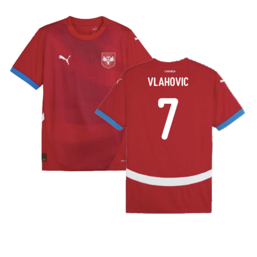 '24-'25 Serbia Home Shirt (Vlahovic 7) Polyester Made By: Puma Men's Red Extra Large