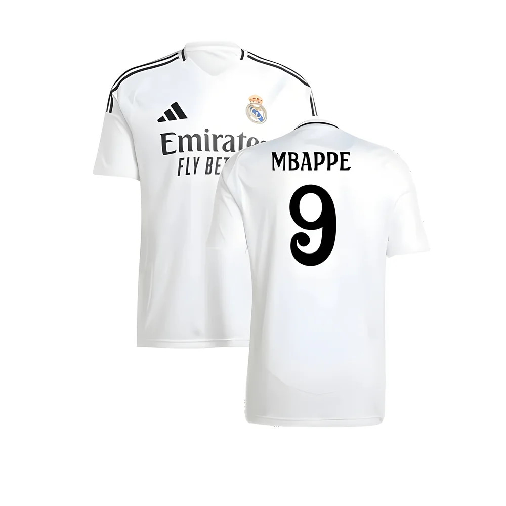 '24-'25 Real Madrid Home Shirt (Mbappe 9) Polyester Made By: Adidas Men's White Xxl