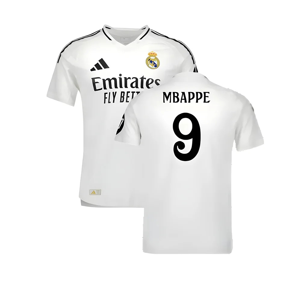 '24-'25 Real Madrid Authentic Home Shirt (Mbappe 9) Polyester Made By: Adidas Men's White Xxl