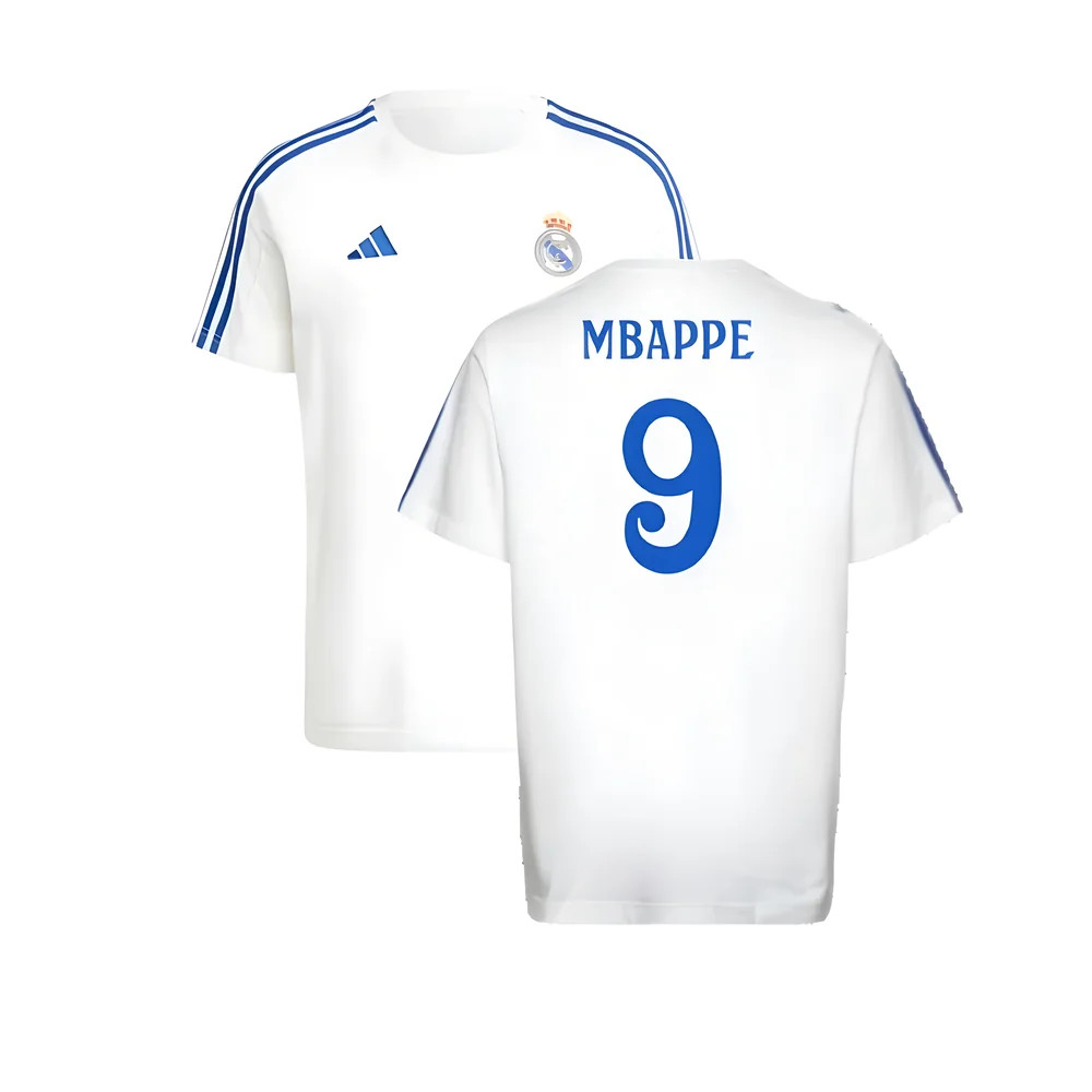 '24-'25 Real Madrid Dna Tee (White) (Mbappe 9) Polyester Made By: Adidas Men's White Extra Large