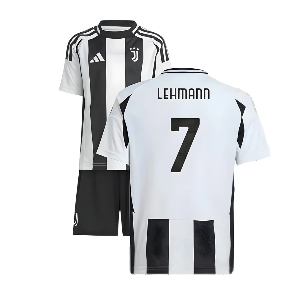 '24-'25 Juventus Home Mini Kit (Lehmann 7) Toddler's Polyester Made By: Adidas Unisex Toddler Black 3-4 Toddler