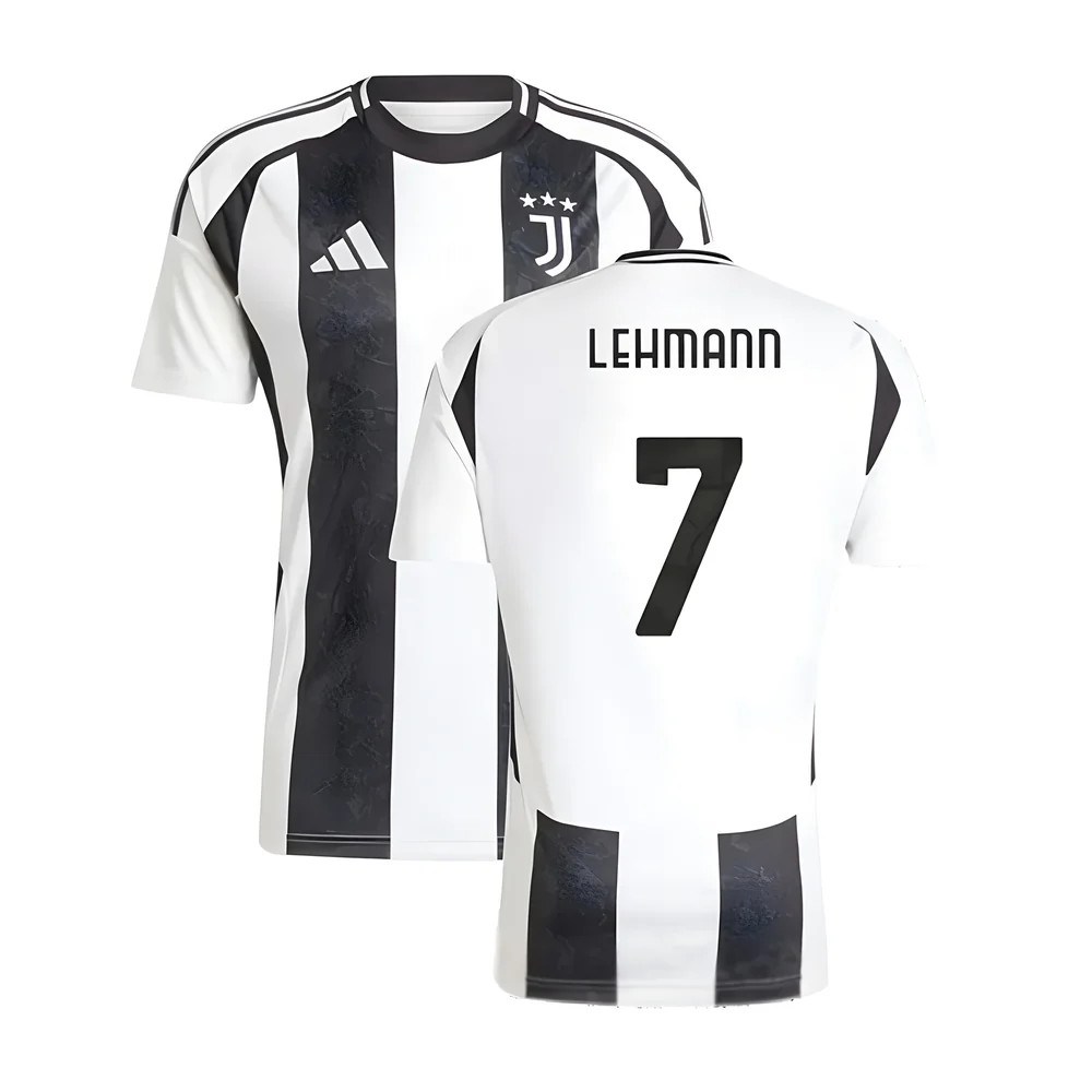 '24-'25 Juventus Home Shirt (Lehmann 7) Polyester Made By: Adidas Men's Black Medium