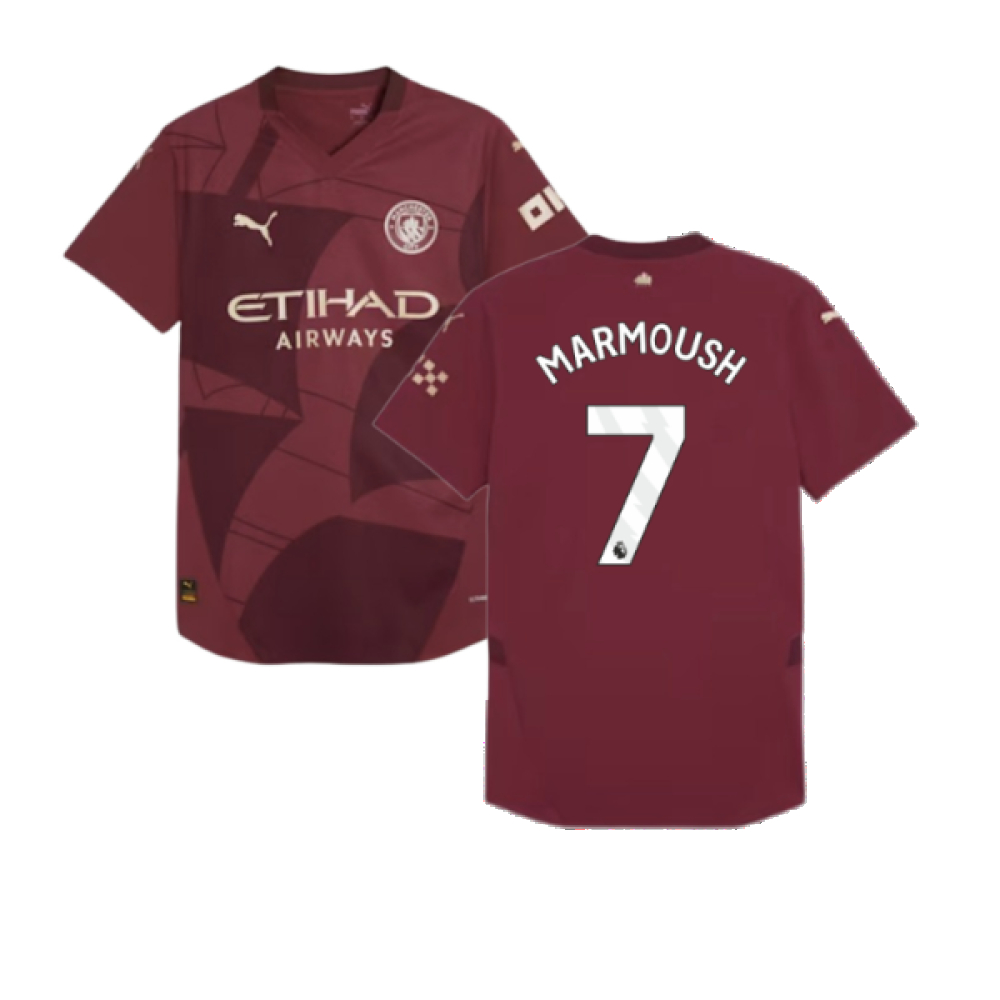 '24-'25 Man City Third Authentic Shirt (Marmoush 7) Polyester Manchester City Made By: Puma Men's Maroon 3XL