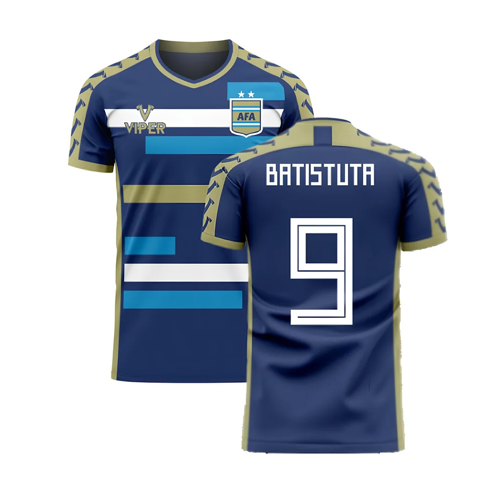 '25-'26 Argentina Away Concept Football Kit (Viper) (Batistuta 9) Polyester Gabriel Batistua Made By: Viper Sportswear Men's Navy 3XL