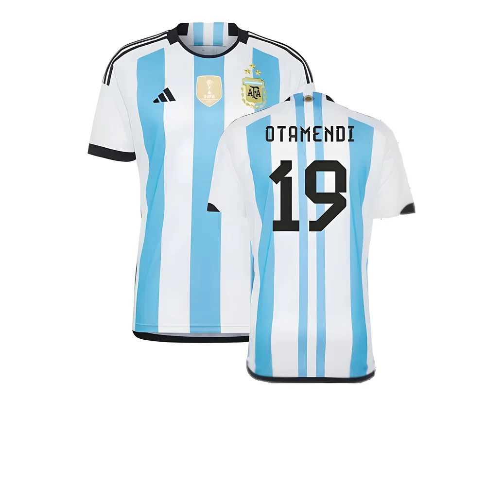 Argentina 2022 World Cup Winners Home Shirt (Otadi 19) Polyester Nicolas Otadi Made By: Adidas Men's Blue 3XL