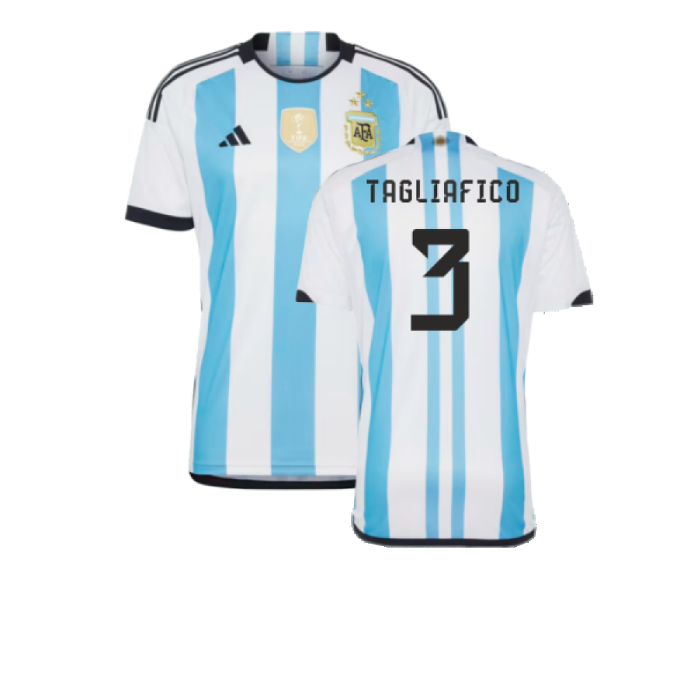 Argentina 2022 World Cup Winners Home Shirt (Tagliafico 3) Polyester Nicolás Tagliafico Made By: Adidas Men's Blue 3XL