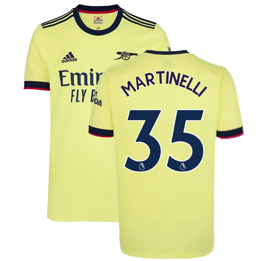 '21-'22 Arsenal Away Shirt (Martinelli 35) Polyester Gabriel Martinelli Made By: Adidas Men's Yellow Xxl