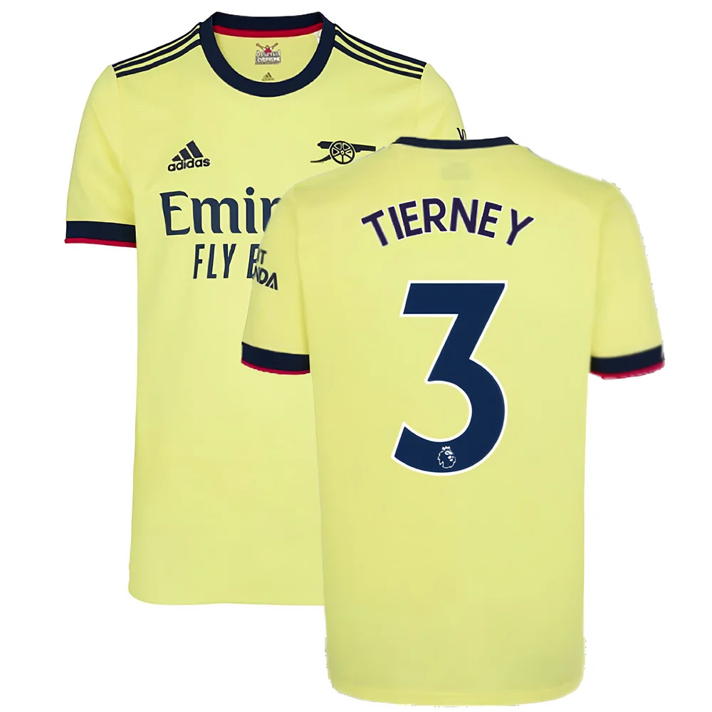 '21-'22 Arsenal Away Shirt (Tierney 3) Polyester Made By: Adidas Men's Yellow Xxl