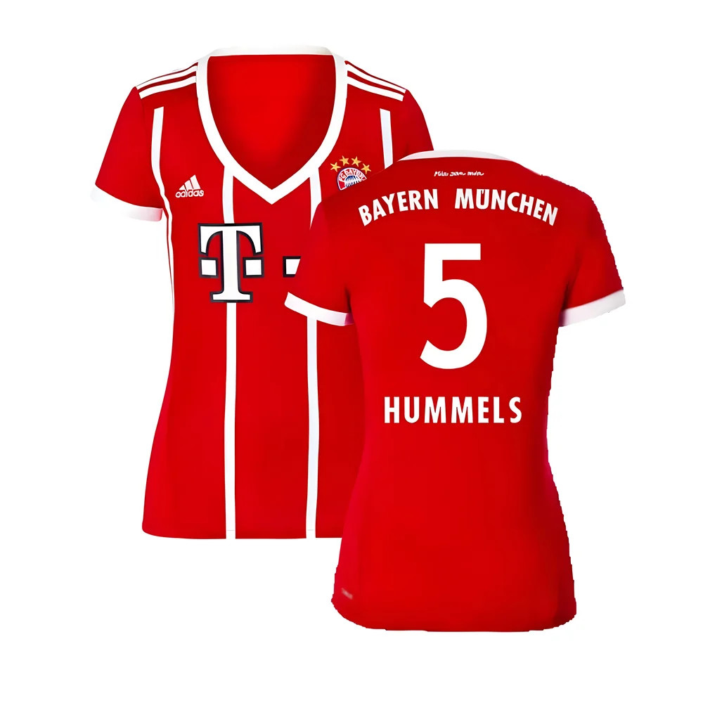 '17-'18 Bayern Munich Home Shirt ) ((Excellent) (Hummels 5) Polyester Made By: Adidas Women's Red Xxl