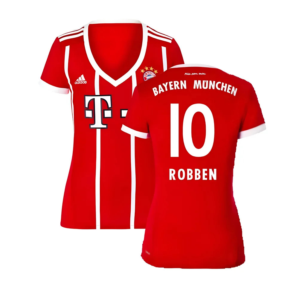 '17-'18 Bayern Munich Home Shirt ) ((Excellent) (Robben 10) Polyester Made By: Adidas Women's Red Xxl