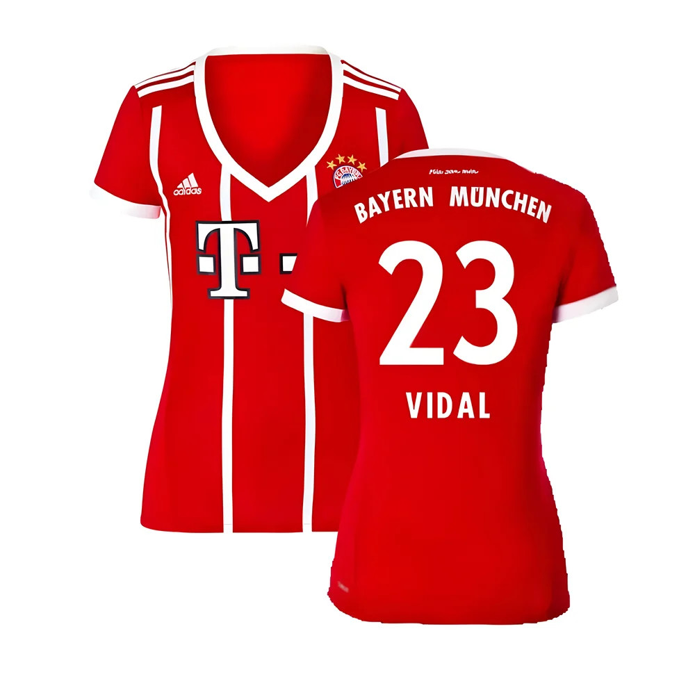 '17-'18 Bayern Munich Home Shirt ) ((Excellent) (Vidal 23) Polyester Made By: Adidas Women's Red Xxl