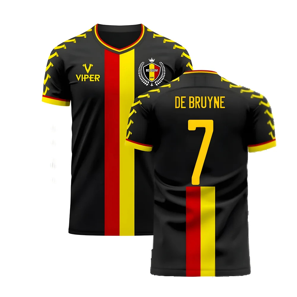 '25-'26 Belgium Away Concept Football Kit (Viper) (De Bruyne 7) Polyester Kevin De Bruyne Made By: Viper Sportswear Men's Black Xxl