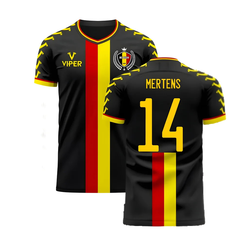 '25-'26 Belgium Away Concept Football Kit (Viper) (Mertens 14) Polyester Dries Mertens Made By: Viper Sportswear Men's Black 4XL