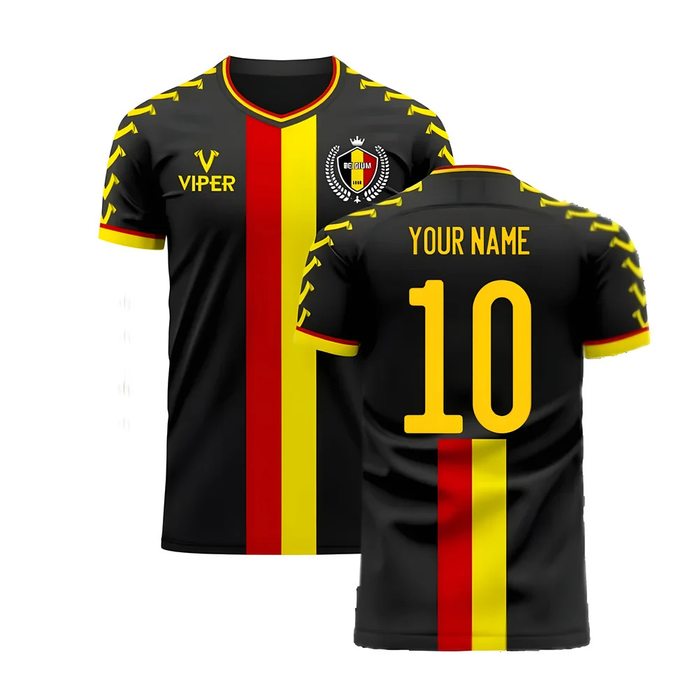 '25-'26 Belgium Away Concept Football Kit (Viper) (Your Name) Polyester Made By: Viper Sportswear Men's Black Extra Large