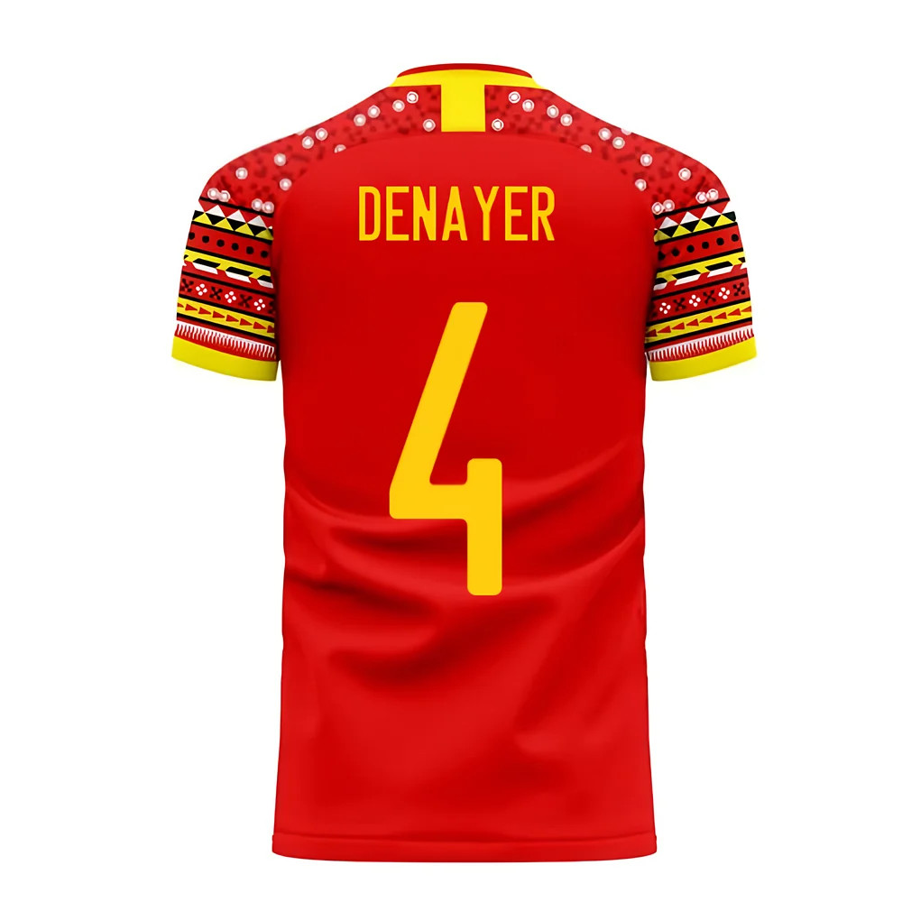 '25-'26 Belgium Home Concept Football Kit (Libero) (Denayer 4) Polyester Jason Denayer Made By: Libero Sportswear Men's Red 5XL