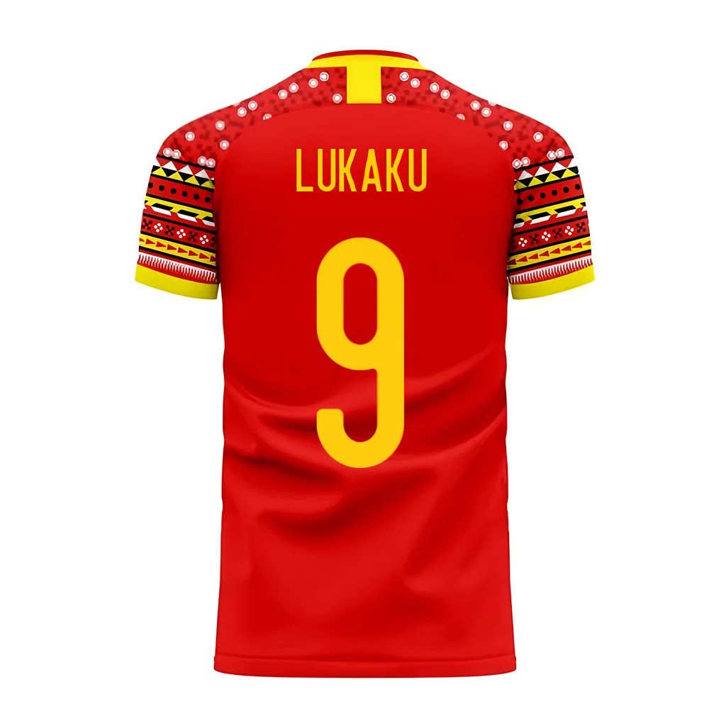 '25-'26 Belgium Home Concept Football Kit (Libero) (Lukaku 9) Polyester Romelu Lukaku Made By: Libero Sportswear Men's Red 5XL