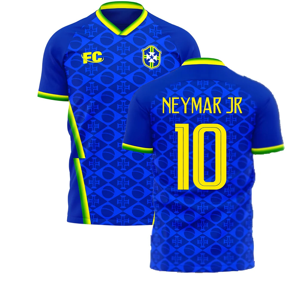 '21-'22 Brazil Away Concept Football Kit (Fans Culture) (Neymar Jr 10) Polyester Men's Blue 5XL