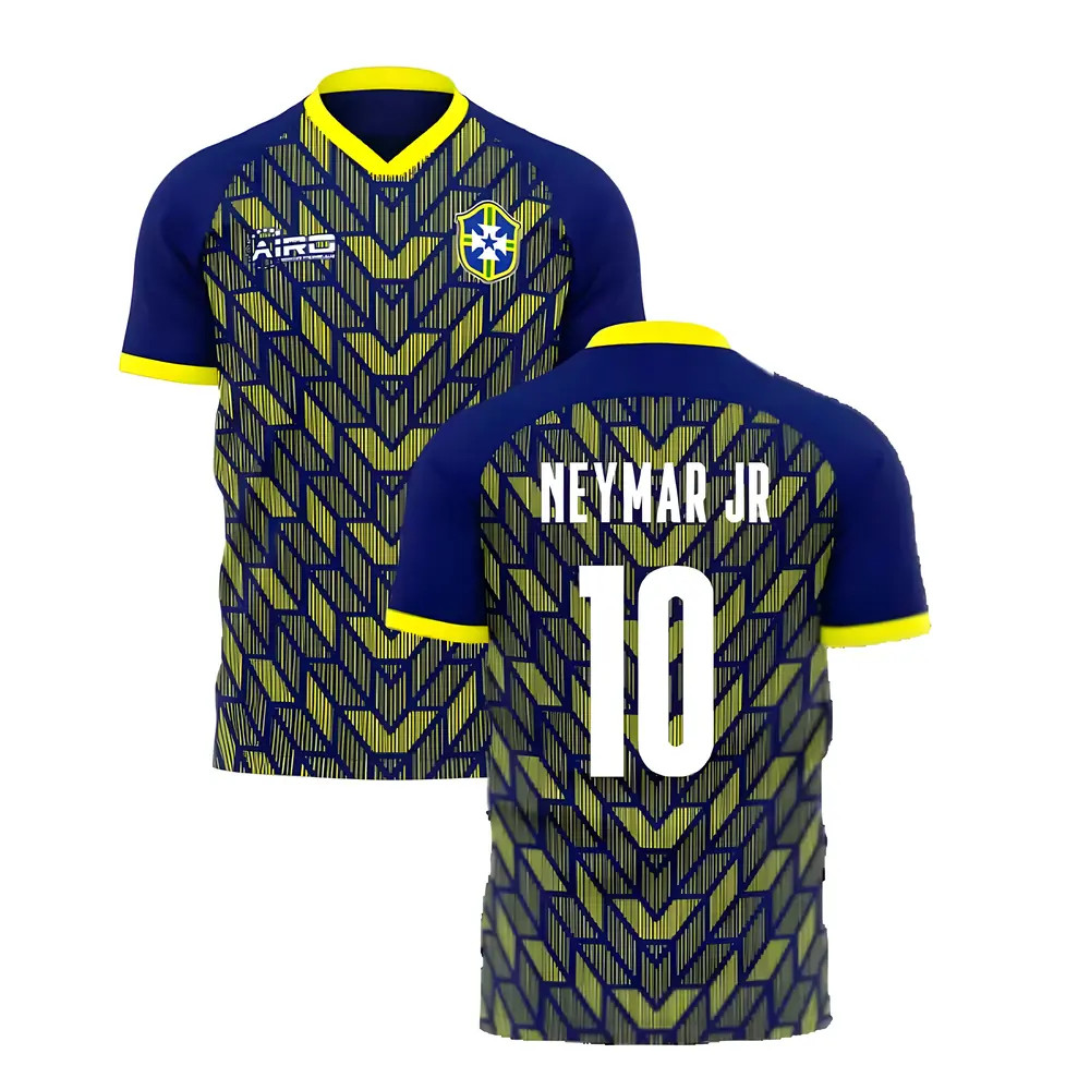 '25-'26 Brazil Special Edition Concept Football Kit (Airo) (Neymar Jr 10) Polyester Made By: Airo Sportswear Men's Black 4XL