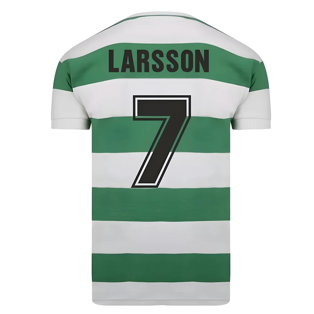 Celtic 1967 European Cup Winners Retro Shirt (Larsson 7) Polyester Henrik Larsson Made By: Score Draw Men's Green 4XL