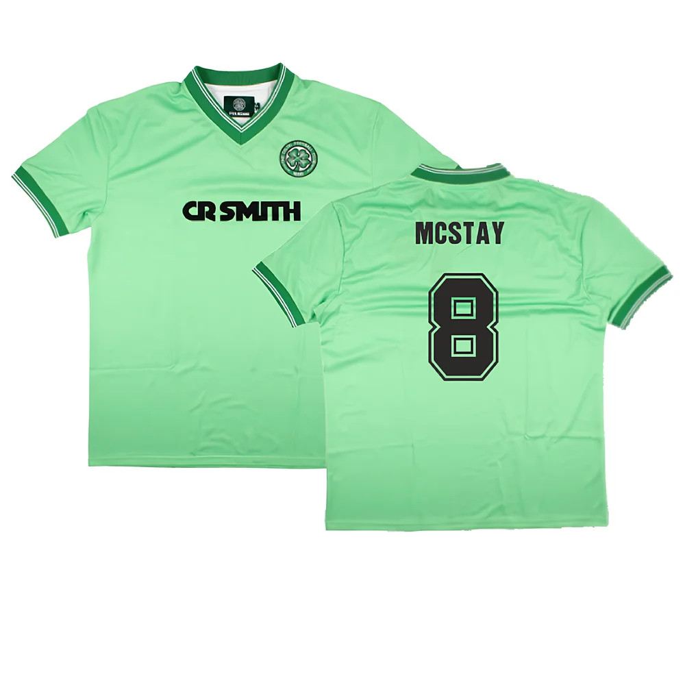 '84-'86 Celtic Away Retro Football Shirt (Mcstay 8) Polyester Made By: Score Draw Men's Green Large