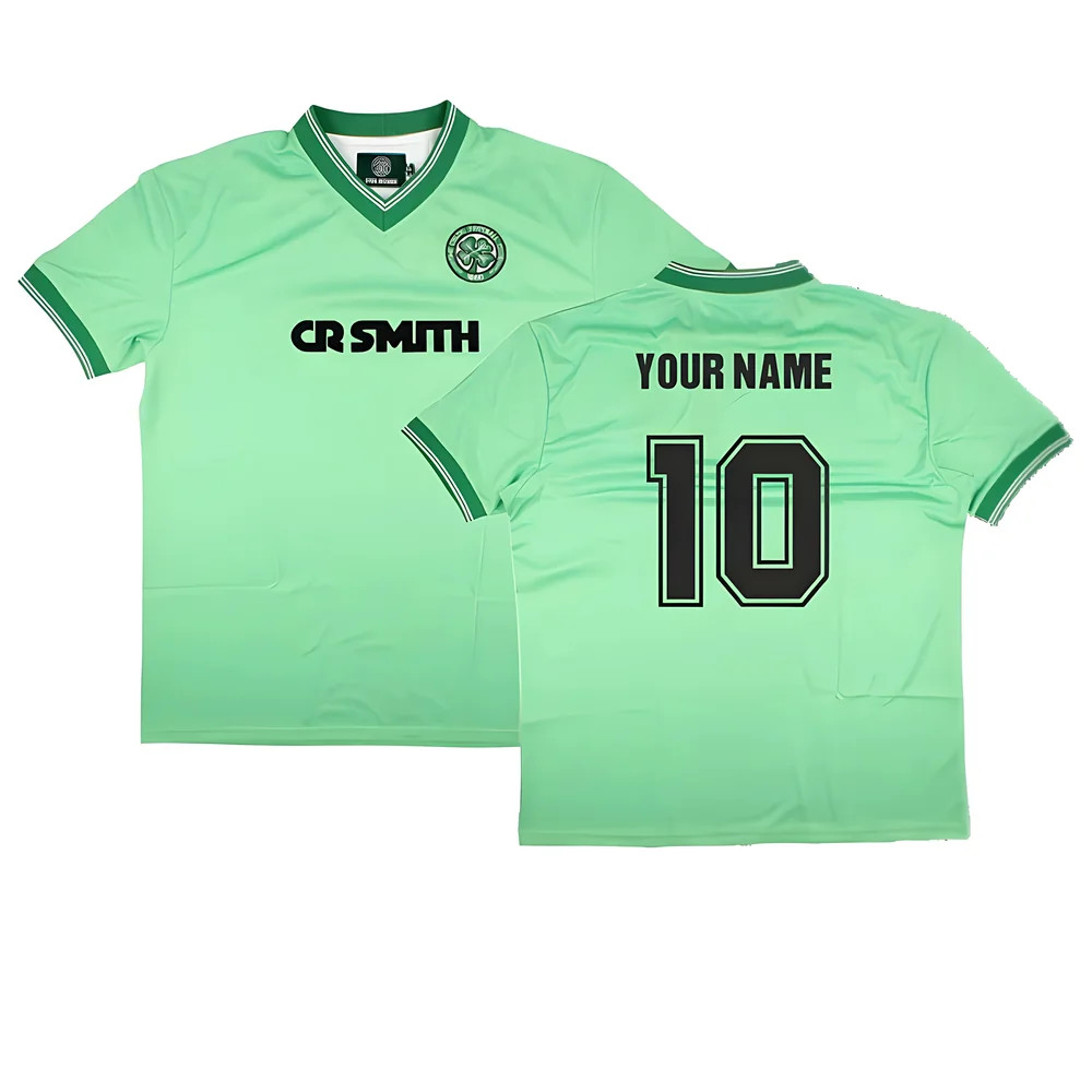 '84-'86 Celtic Away Retro Football Shirt (Your Name) Polyester Made By: Score Draw Men's Green Xxl