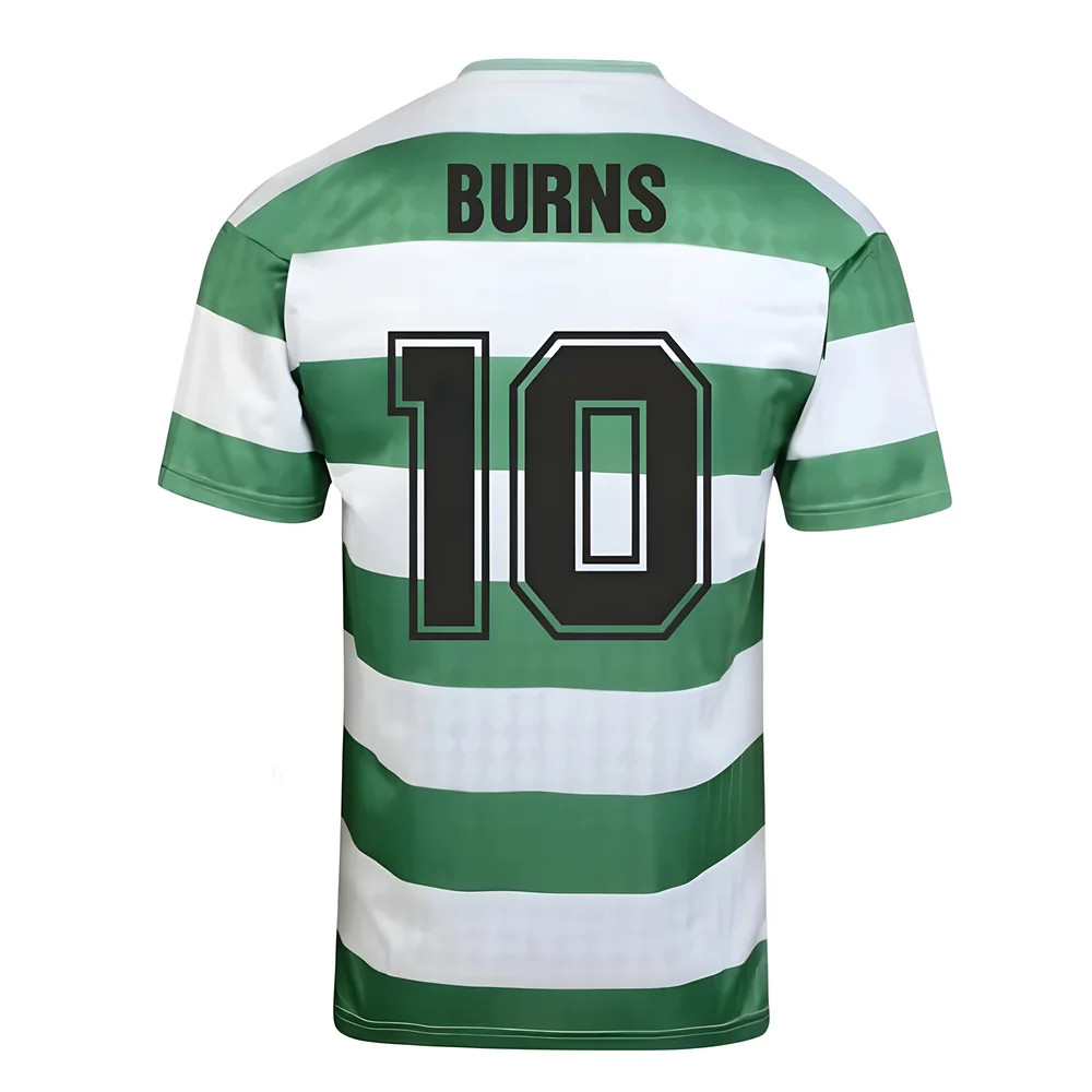 Celtic 1988 Centenary Retro Football Shirt (Burns 10) Polyester Tommy Burns Made By: Score Draw Men's Yellow Small