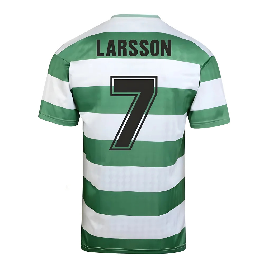 Celtic 1988 Centenary Retro Football Shirt (Larsson 7) Polyester Henrik Larsson Made By: Score Draw Men's Yellow Extra Large
