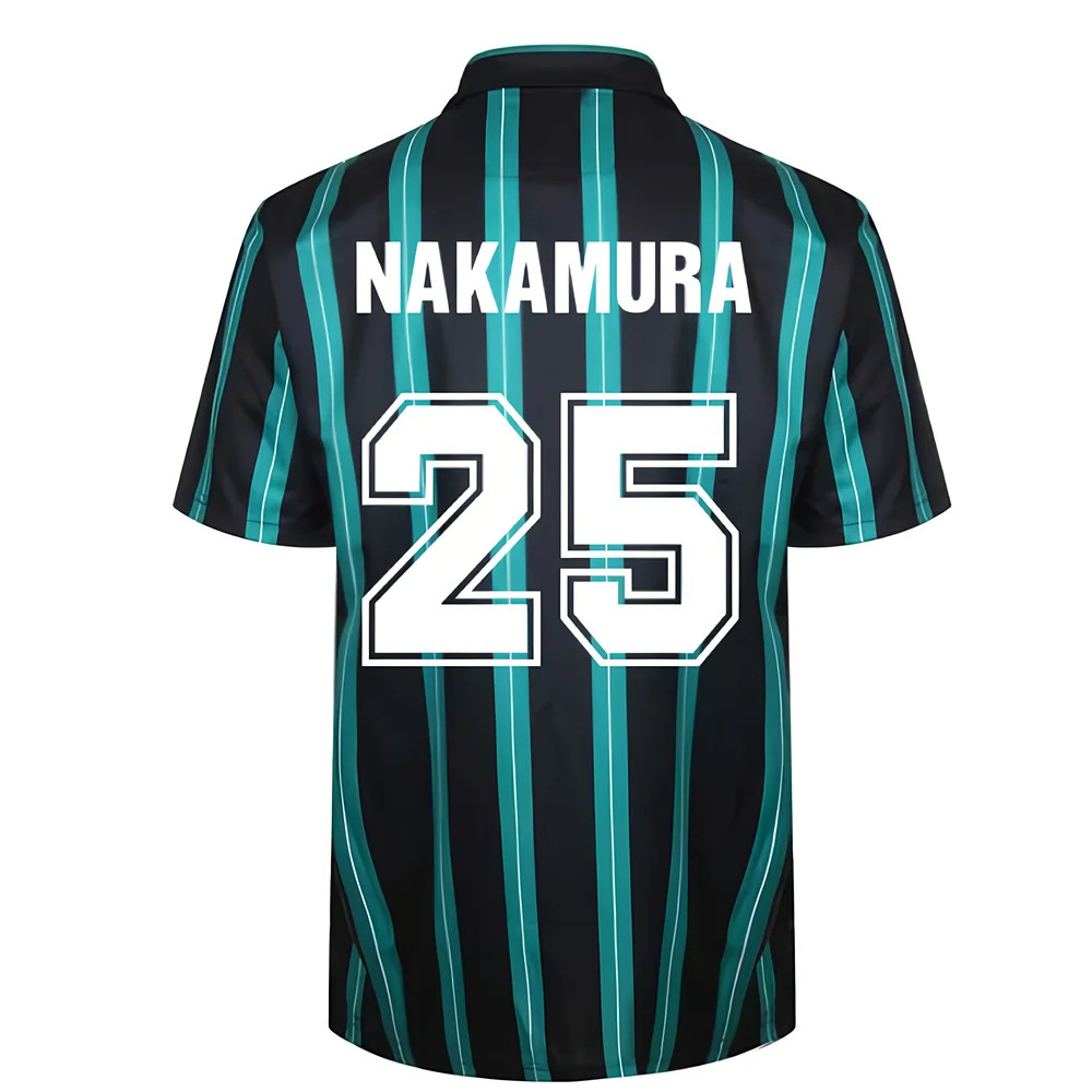 Celtic 1994 Away Retro Football Shirt (Nakamura 25) Polyester Shunsuke Nakamura Made By: Score Draw Men's Black Medium