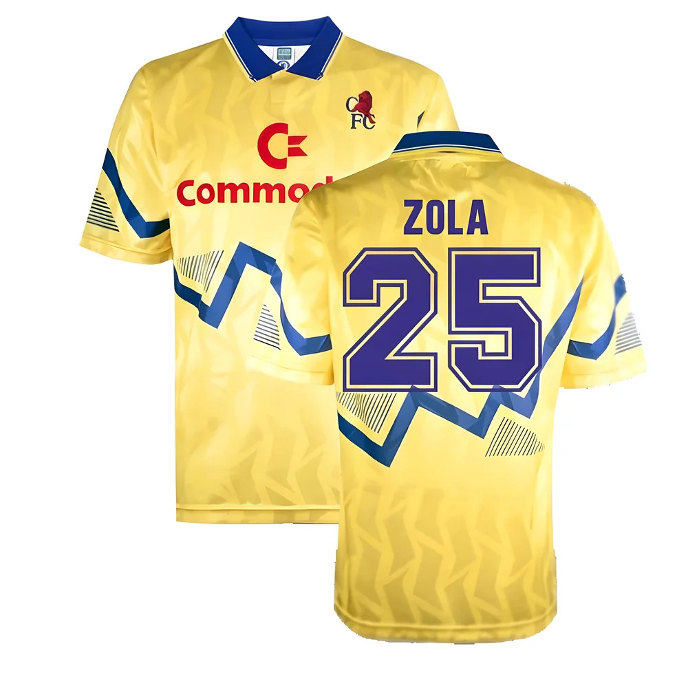 Chelsea 1990 Third Football Shirt (Zola 25) Polyester Gianfranco Zola Made By: Score Draw Men's Yellow Medium