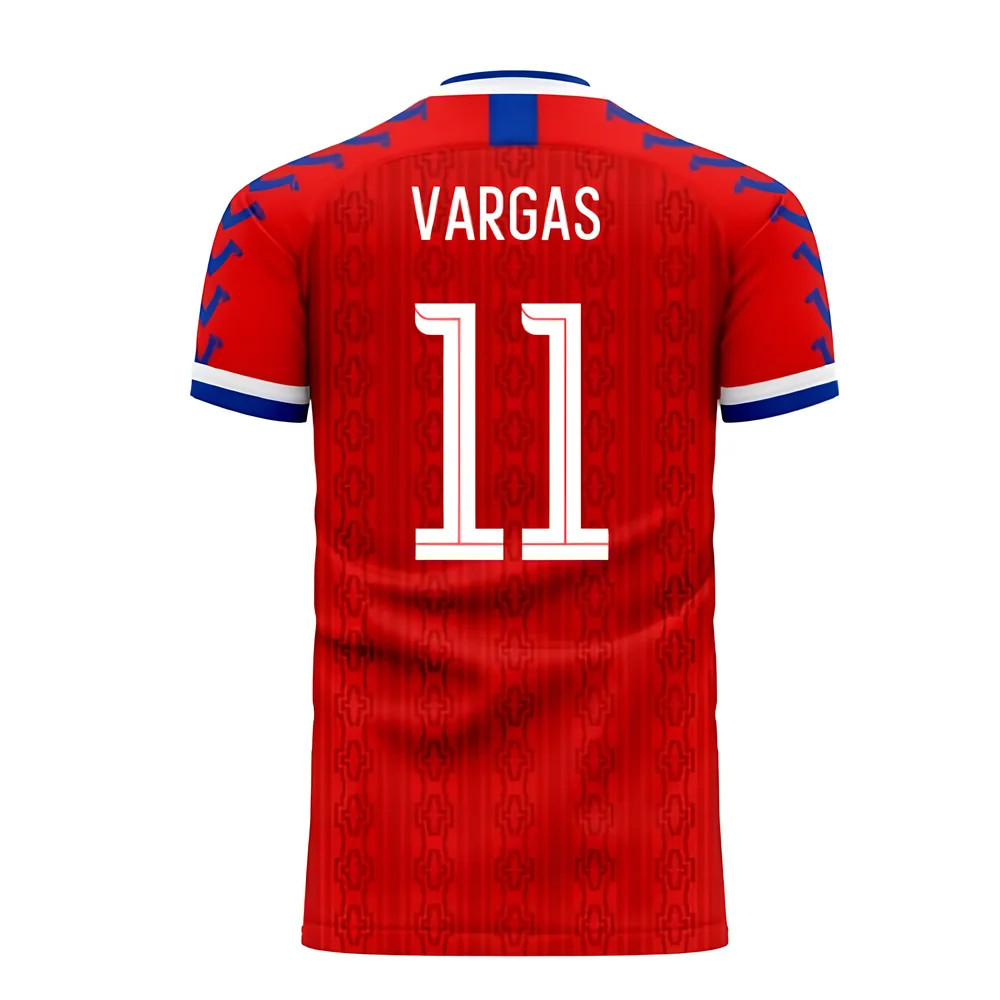 '25-'26 Chile Home Concept Football Kit (Viper) (Vargas 11) Polyester Eduardo Vargas Made By: Viper Sportswear Men's Red 5XL