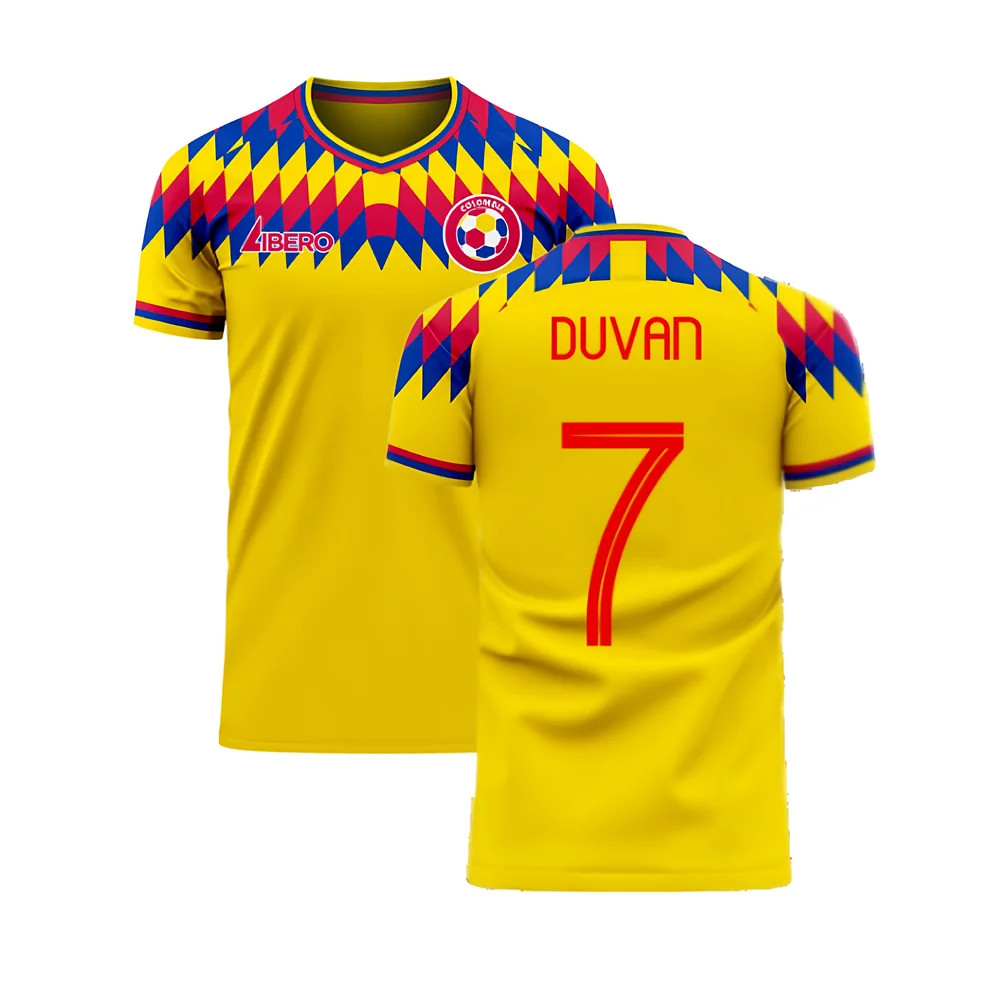 '25-'26 Colombia Home Concept Football Kit (Libero) (Duvan 7) Polyester Duvan Zapata Made By: Libero Sportswear Men's Yellow 5XL