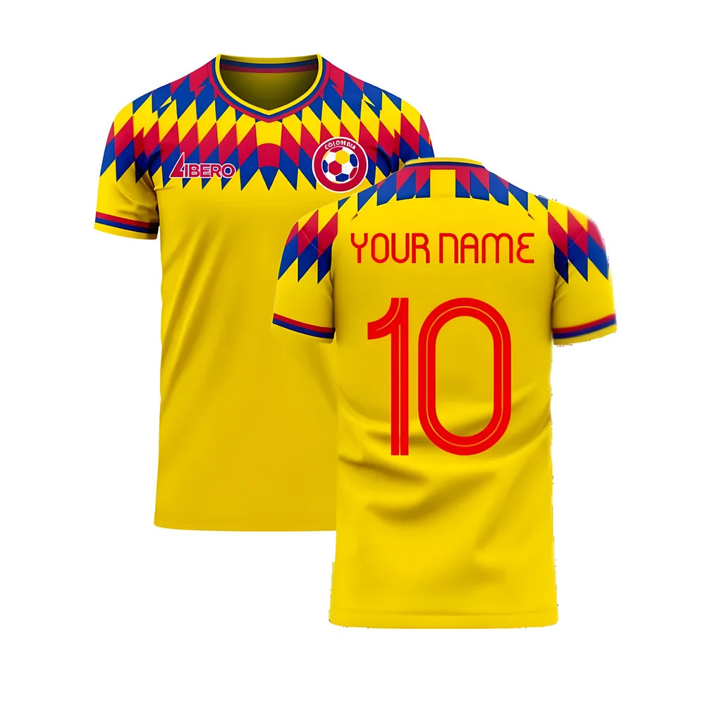 '25-'26 Colombia Home Concept Football Kit (Libero) (Your Name) Polyester Made By: Libero Sportswear Men's Yellow 4XL