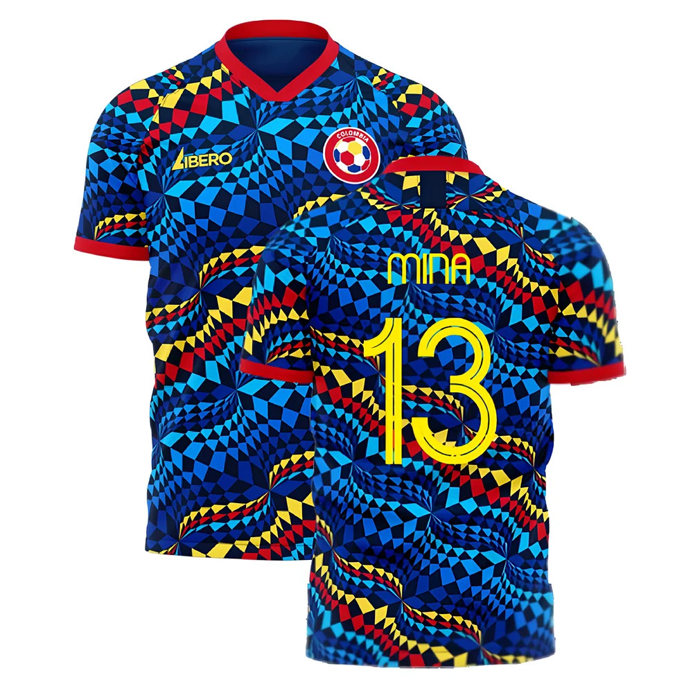 '25-'26 Colombia Fourth Concept Football Kit (Libero) (Mina 13) Polyester Yerry Mina Made By: Libero Sportswear Men's Navy 4XL