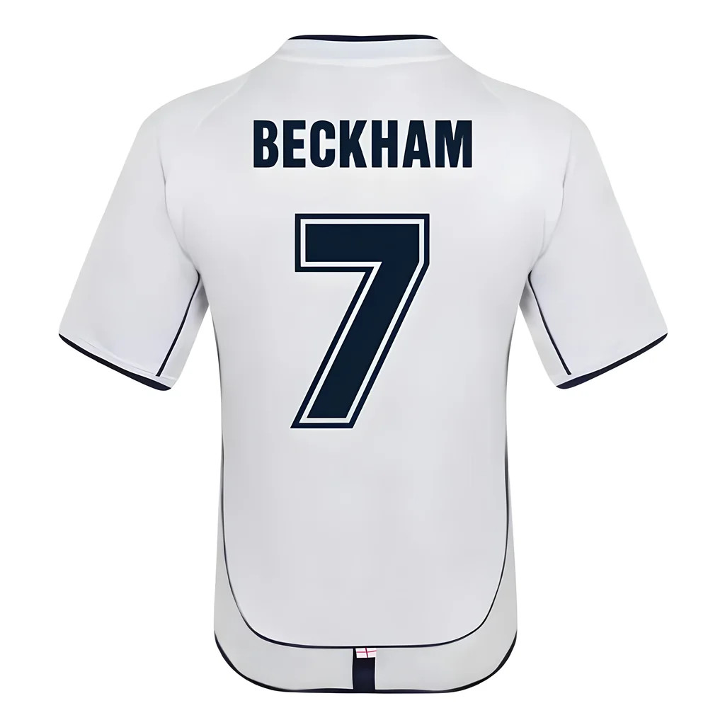 England 2002 Retro Football Shirt (Beckham 7) Polyester Made By: Score Draw Men's White Xxl