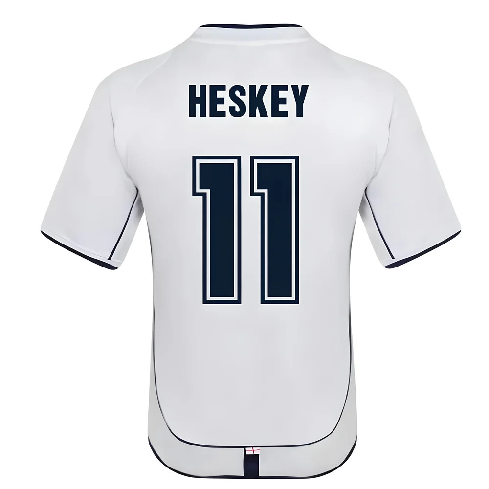 England 2002 Retro Football Shirt (Heskey 11) Polyester Made By: Score Draw Men's White Xxl