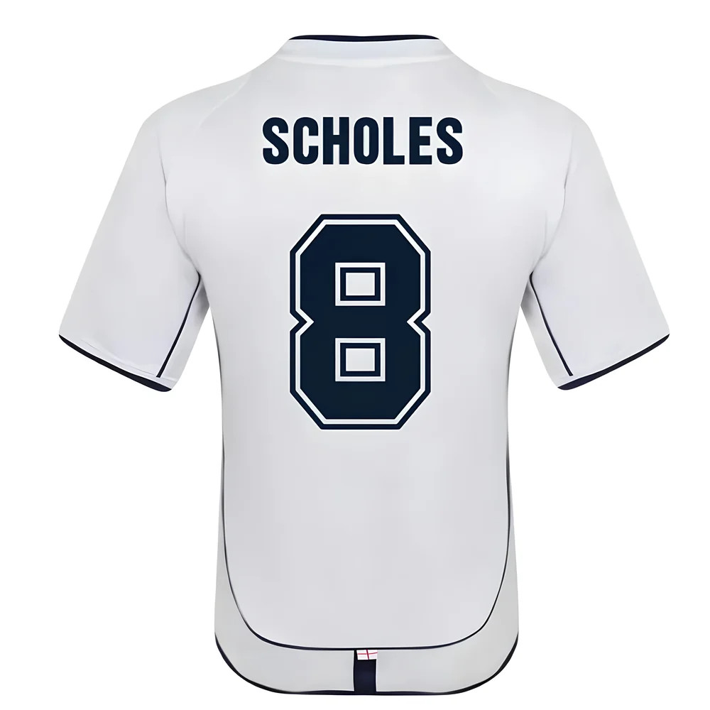 England 2002 Retro Football Shirt (Scholes 8) Polyester Made By: Score Draw Men's White Xxl