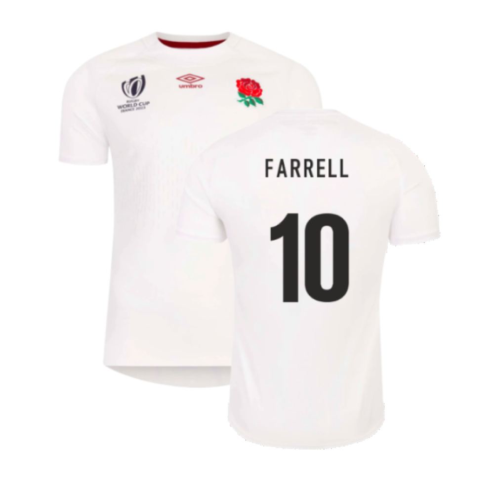 England Rwc 2023 Home Replica Rugby Shirt (Farrell 10) Polyester Made By: Umbro Men's White Xxl