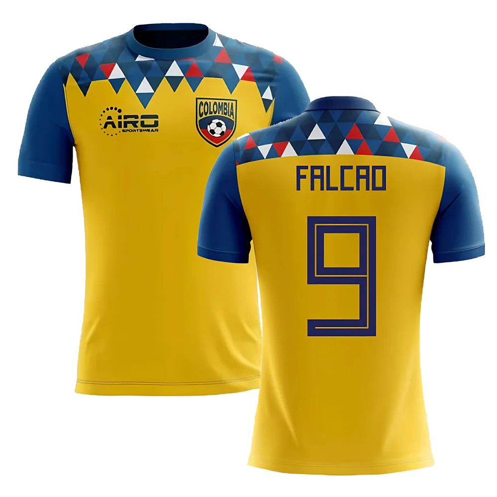 '25-'26 Colombia Concept Football Shirt (Falcao 9) Polyester Made By: Airo Sportswear Men's Yellow 4XL