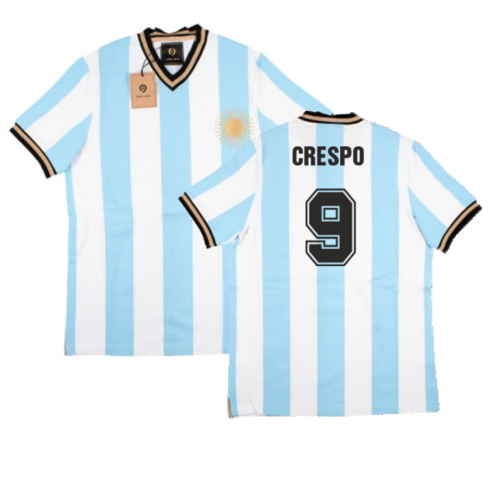 False Nein Argentina Home Vintage Shirt (Crespo 9) Polyester Hernan Crespo Men's Blue Medium