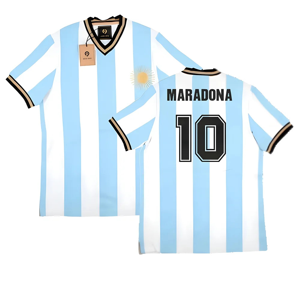 False Nein Argentina Home Vintage Shirt (Maradona 10) Polyester Diego Maradona Men's Blue Extra Large