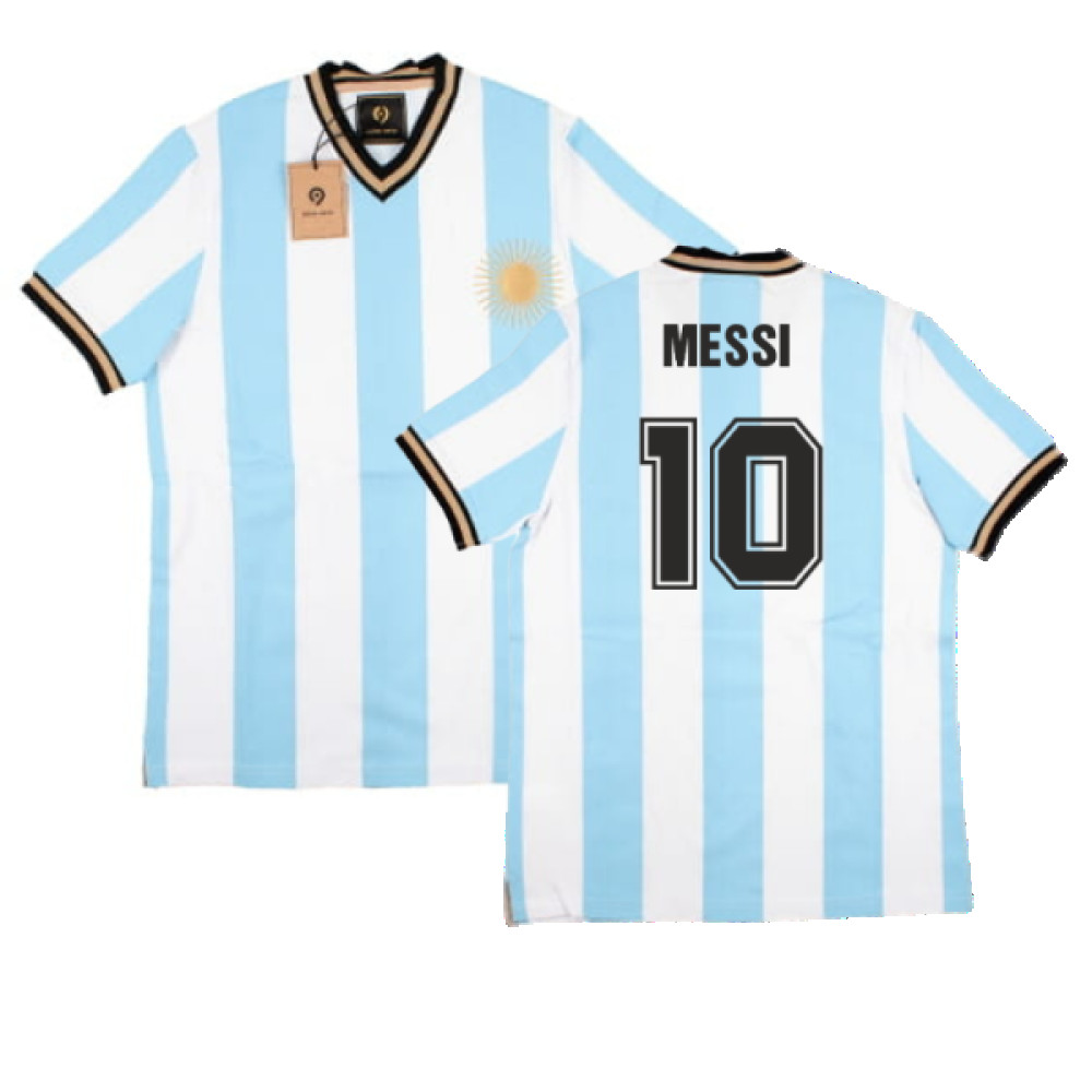 False Nein Argentina Home Vintage Shirt (Messi 10) Polyester Lionel Messi Men's Blue Xxl