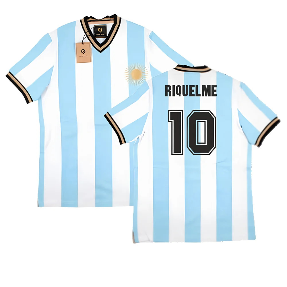 False Nein Argentina Home Vintage Shirt (Riquelme 10) Polyester Juan Roman Riquelme Men's Blue Xxl