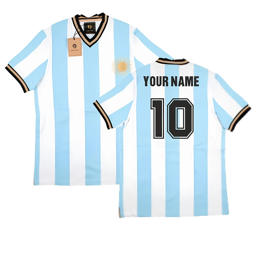 False Nein Argentina Home Vintage Shirt (Your Name) Polyester Men's Blue Xxl