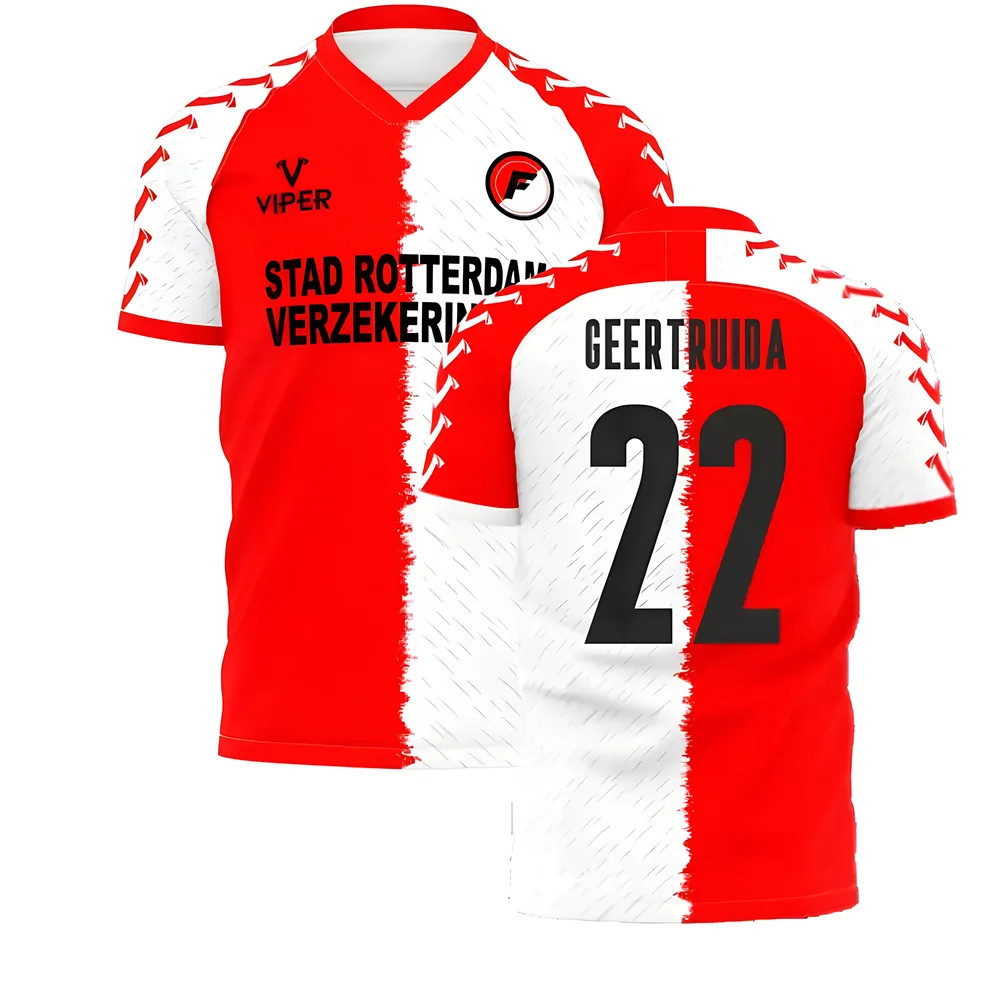 '25-'26 Feyenoord Home Concept Shirt (Viper) (Geertruida 22) Polyester Lutsharel Geertruida Made By: Viper Sportswear Men's White Xxl