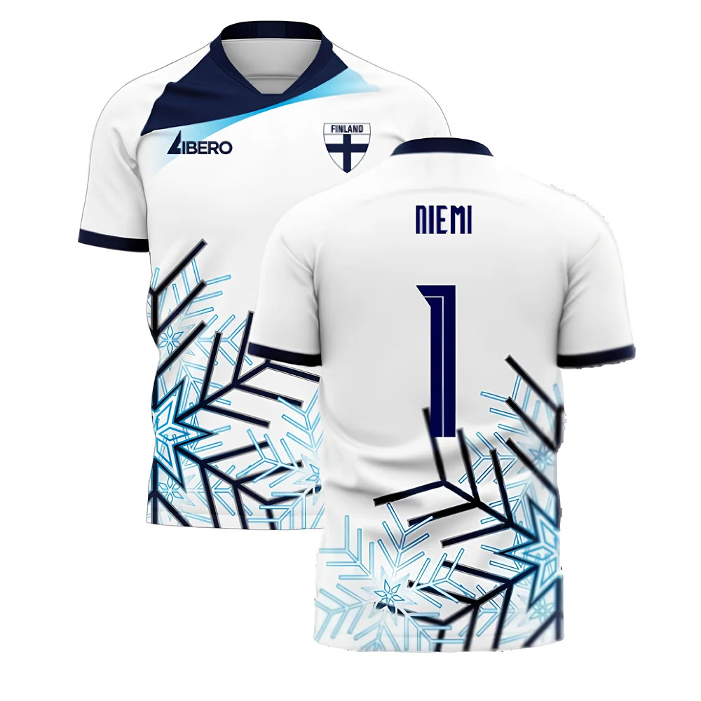'25-'26 Finland Home Concept Football Kit (Libero) (Niemi 1) Polyester Antti Niemi Made By: Libero Sportswear Men's White 4XL